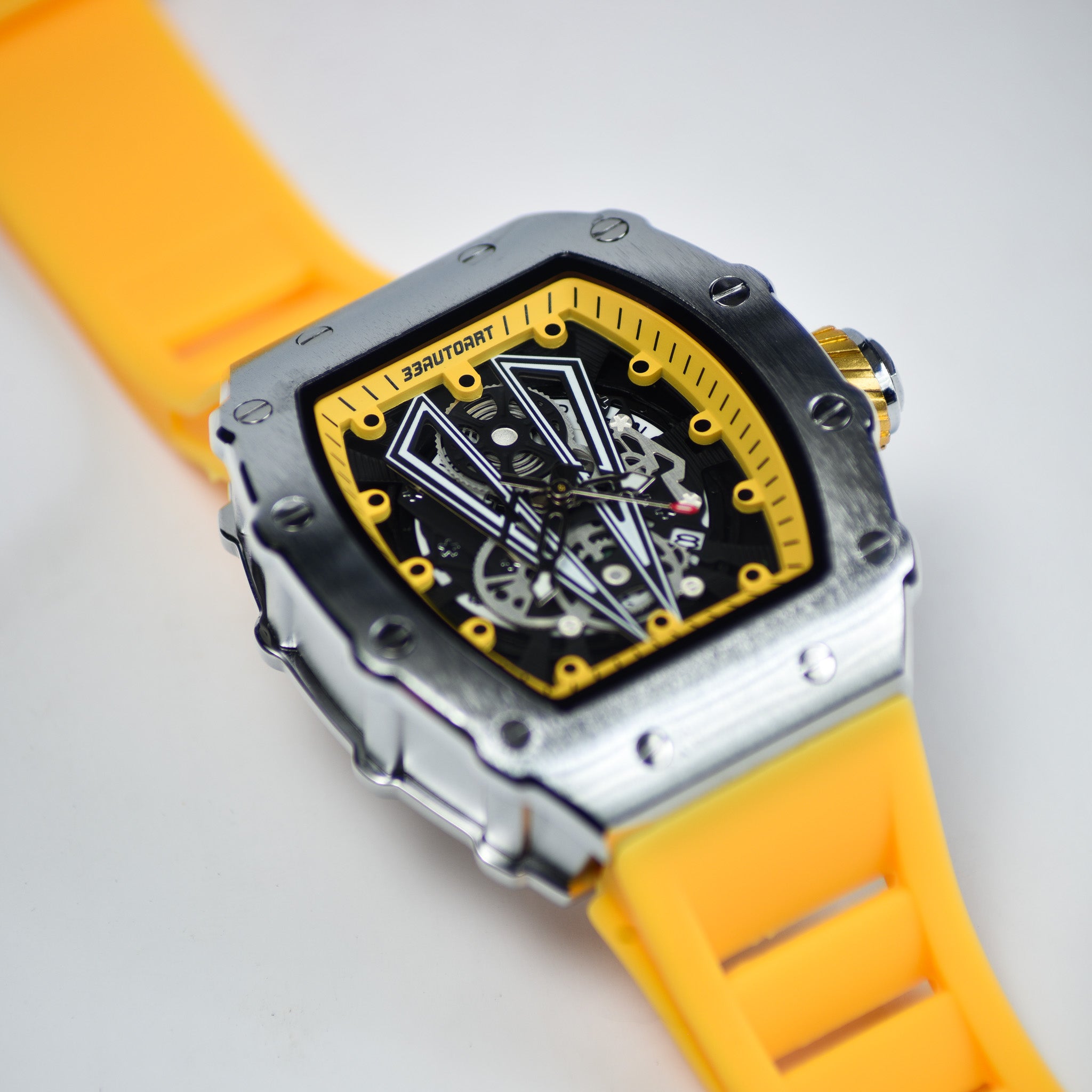 19 - Yellow & Silver V8 Watch