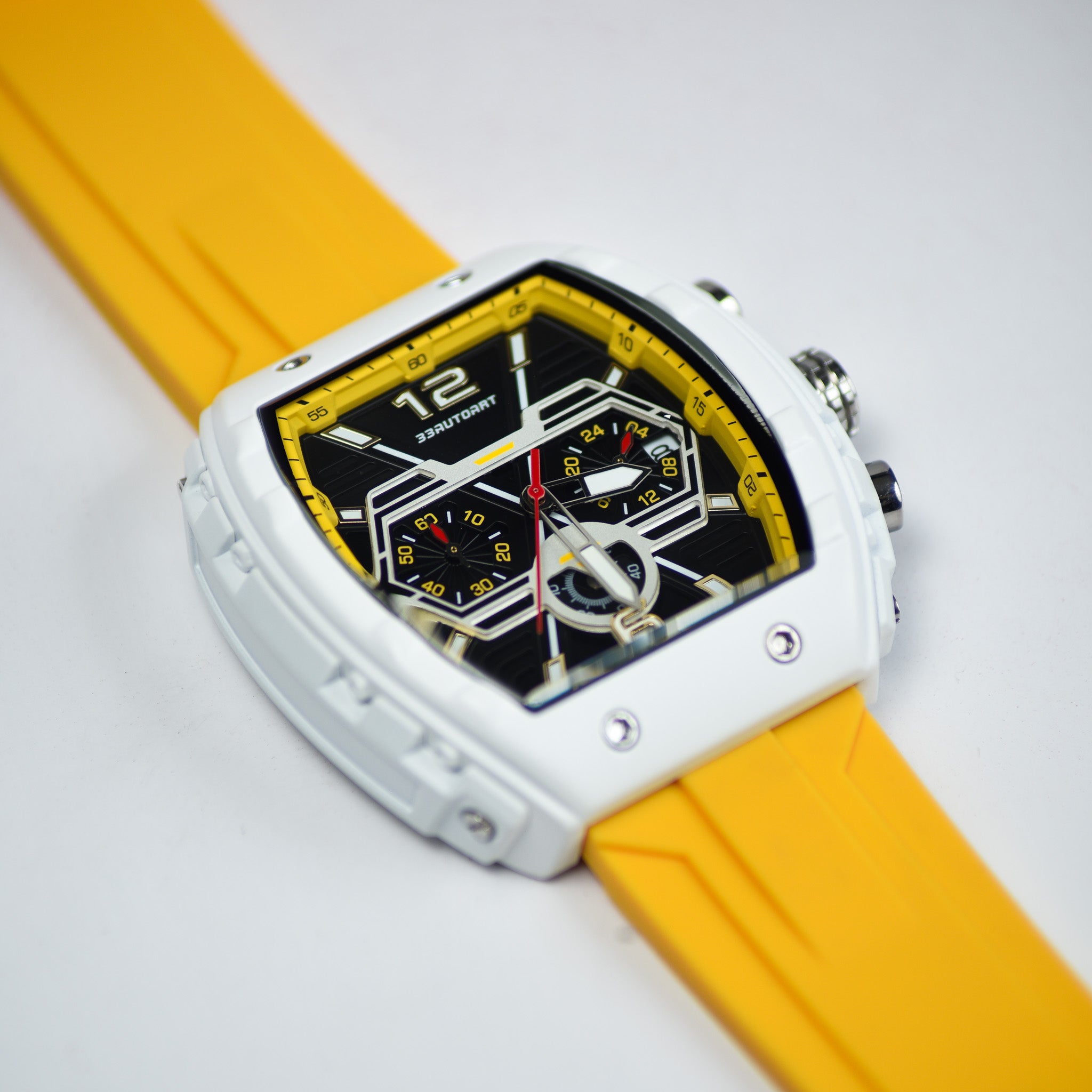 7 - White & Yellow Retro Watch